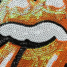 Load image into Gallery viewer, Large Orange  Sequinned Tongue  Applique Patch
