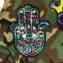 Load image into Gallery viewer, Khamsa Hamsa Hand of Fatima Sequin Eye Applique Patch
