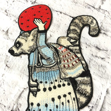 Load image into Gallery viewer, Racoon  Carrying Strawberry Applique Patch
