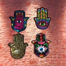 Load image into Gallery viewer, Khamsa Hamsa Hand of Fatima Sequin Eye Applique Patch
