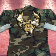 Load image into Gallery viewer, Gold Sequin Wing Crown Applique Patch
