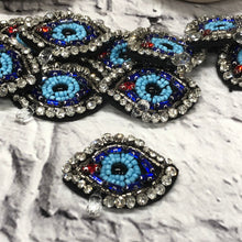 Load image into Gallery viewer, Evil Eye Blue  Crystal Embellished Appliqué Patches Blue
