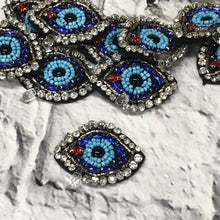 Load image into Gallery viewer, Evil Eye Blue  Crystal Embellished Appliqué Patches Blue
