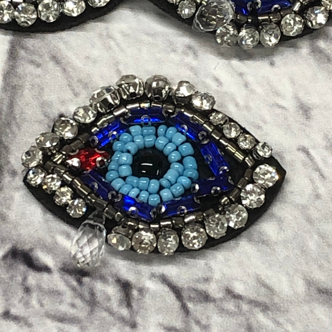 Evil Eye Blue  Crystal Embellished Appliqué Patches Blue