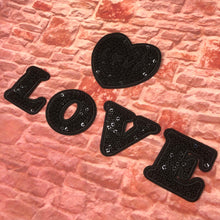 Load image into Gallery viewer, Black Love Heart Patch Iron  or Sew on With  Letters
