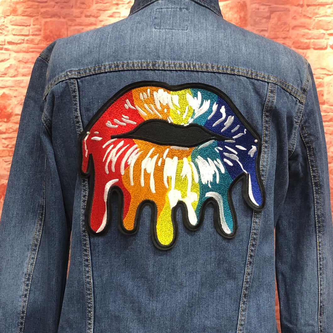 Lips Embroidered Dripping Applique Patch