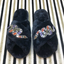 Load image into Gallery viewer, Women&#39;s  Fluffy Slippers With Sparkly Embellished Snake
