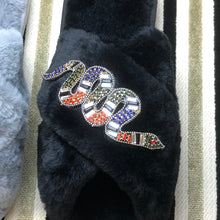 Load image into Gallery viewer, Women&#39;s  Fluffy Slippers With Sparkly Embellished Snake
