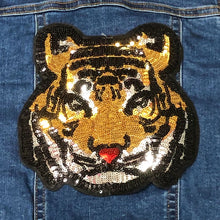 Load image into Gallery viewer, Childs Tiger Head  Sequin Applique Patch

