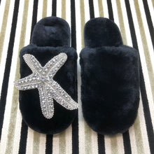 Load image into Gallery viewer, Women&#39;s  Fluffy Slippers With Sparkly Embellished Starfish
