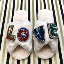 Load image into Gallery viewer, Women&#39;s  Fluffy Slippers With Beautiful Sparkly Embellished Love
