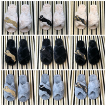 Load image into Gallery viewer, Women&#39;s  Fluffy Slippers With Sparkly Embellished Panther
