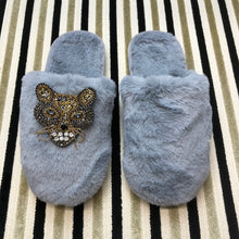 Load image into Gallery viewer, Women&#39;s  Fluffy Slippers With Sparkly Embellished Tiger
