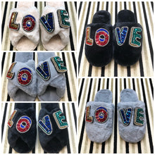 Load image into Gallery viewer, Women&#39;s  Fluffy Slippers With Beautiful Sparkly Embellished Love
