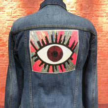 Load image into Gallery viewer, Evil Eye  Sequin Love Heart Patch 8&quot; x 7&quot;
