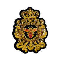 Load image into Gallery viewer, 2 Handmade Gold Beaded Bee Medal Applique Patch

