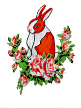 Load image into Gallery viewer, Orange Bunny Rabbit With Flowers Applique Patch

