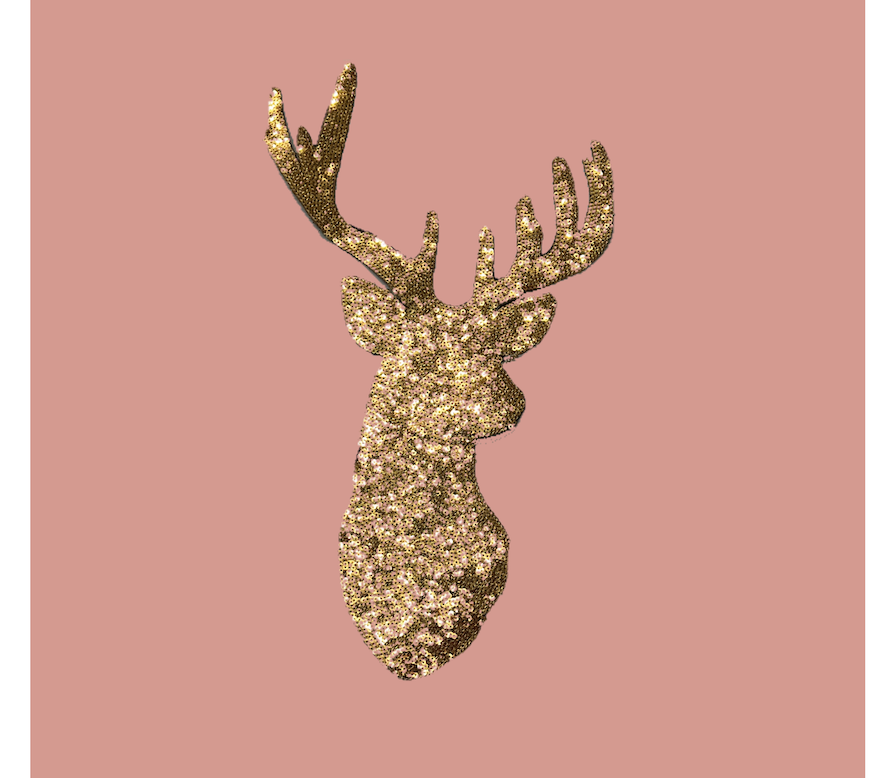 Gold Sequin Deer Applique Patch