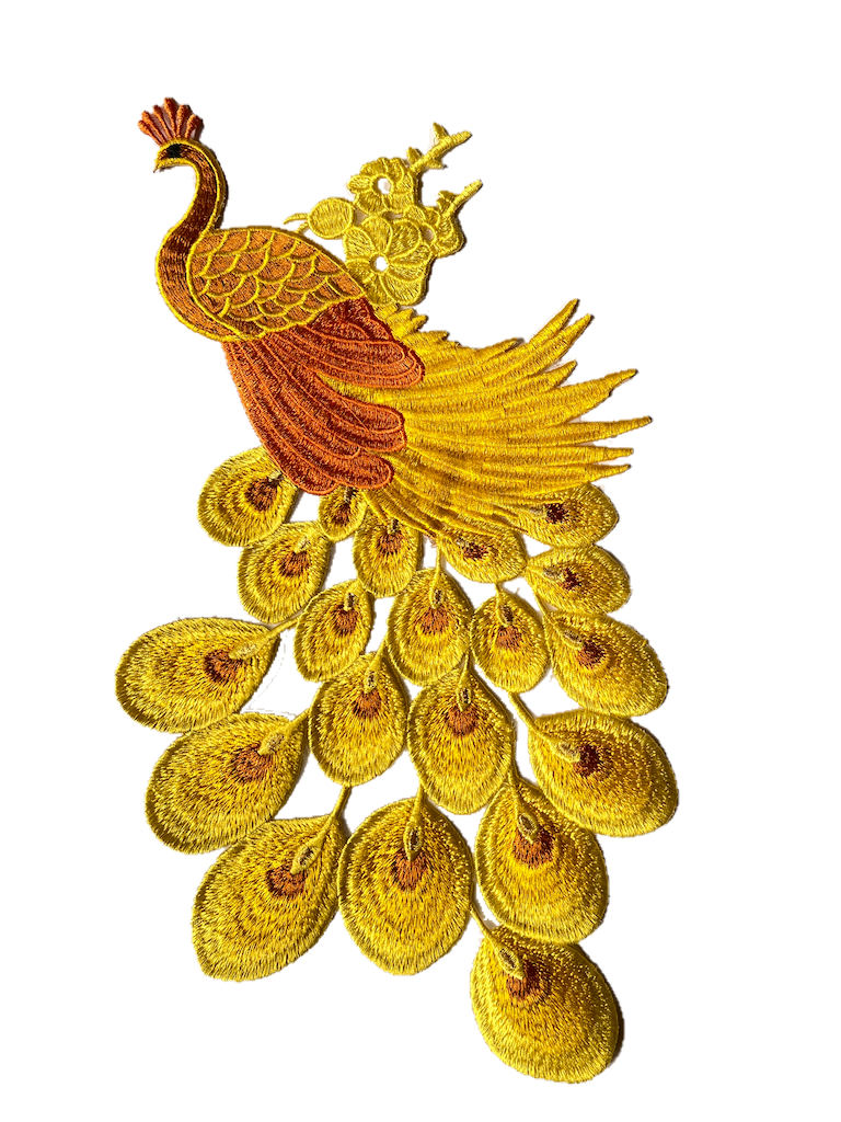 Embroidery on lace Peacock  Applique  Patch
