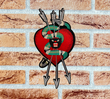 Load image into Gallery viewer, Heart with Green Snake and Arrows Applique Patch
