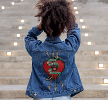 Load image into Gallery viewer, Heart with Green Snake and Arrows Applique Patch
