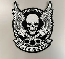 Load image into Gallery viewer, Embroidered Biker Skull Applique Patch
