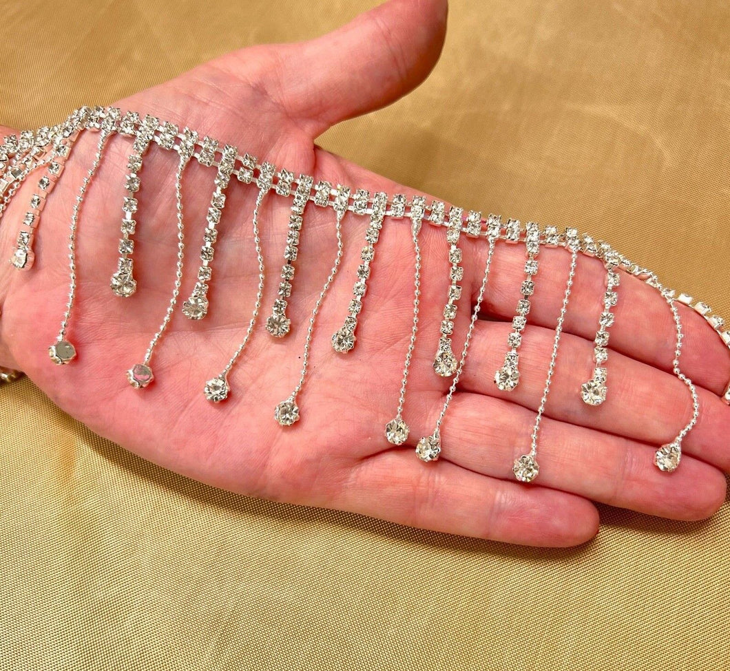 Crystal Rhinestone Tassel Trim  Fringe