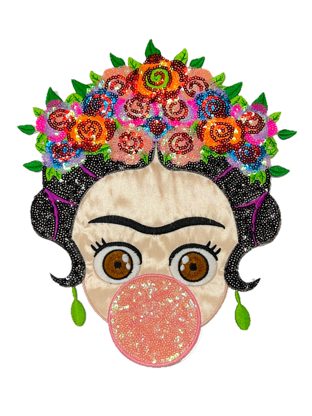 Large Embroidered and Sequin  Frida Kahlo Applique Patch