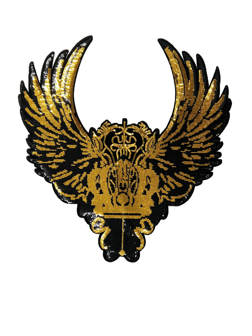 XL Angel Sequin Gold &  Black  Wings Applique Patch