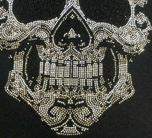 Load image into Gallery viewer, Skull  Rhinestone T-Shirt in Black &amp; Silver
