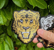 Load image into Gallery viewer, Small Sequin Tiger Head Applique Patch
