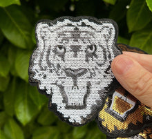 Load image into Gallery viewer, Small Sequin Tiger Head Applique Patch

