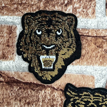 Load image into Gallery viewer, Small Sequin Tiger Head Applique Patch
