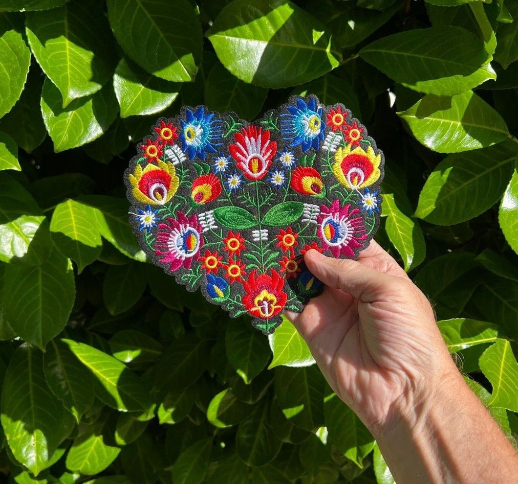 Flower Rose Heart  Applique Patch
