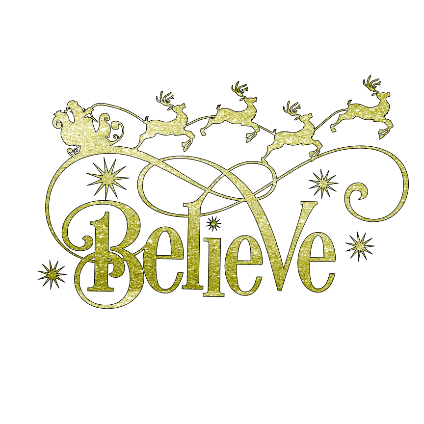 Believe Christmas Glitter Iron On Transfer