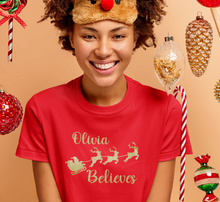 Load image into Gallery viewer, Christmas Personalised Believe Glitter Iron On Transfer
