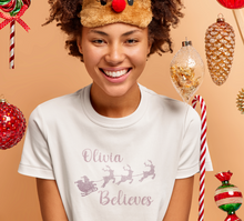 Load image into Gallery viewer, Christmas Personalised Believe Glitter Iron On Transfer
