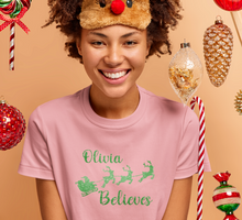 Load image into Gallery viewer, Christmas Personalised Believe Glitter Iron On Transfer
