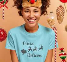 Load image into Gallery viewer, Christmas Personalised Believe Glitter Iron On Transfer
