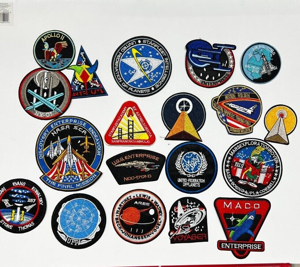19 Piece Embroidered Space Applique Patches