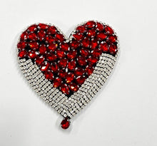Load image into Gallery viewer, Large Love Heart Crystal &amp; Rhinestone Applique Patch
