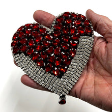 Load image into Gallery viewer, Large Love Heart Crystal &amp; Rhinestone Applique Patch
