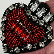 Load image into Gallery viewer, Handmade Crystal Rhinestone and Embroidered Love Heart Appliqué  Patch
