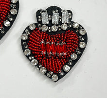 Load image into Gallery viewer, Handmade Crystal Rhinestone and Embroidered Love Heart Appliqué  Patch
