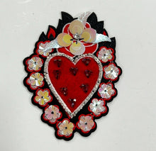 Load image into Gallery viewer, Heart  Shaped Embroidery &amp; Rhinestone  Applique Patch
