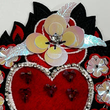 Load image into Gallery viewer, Heart  Shaped Embroidery &amp; Rhinestone  Applique Patch
