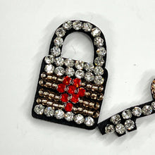 Load image into Gallery viewer, Embellished Sequin Heart Key Lock Applique Patch
