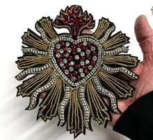 Load image into Gallery viewer, Embellished Love heart  Delicate Embroidered Bead Rhinestones Handmade Applique Patch
