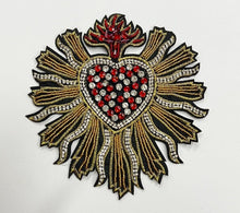 Load image into Gallery viewer, Embellished Love heart  Delicate Embroidered Bead Rhinestones Handmade Applique Patch
