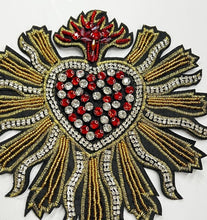 Load image into Gallery viewer, Embellished Love heart  Delicate Embroidered Bead Rhinestones Handmade Applique Patch
